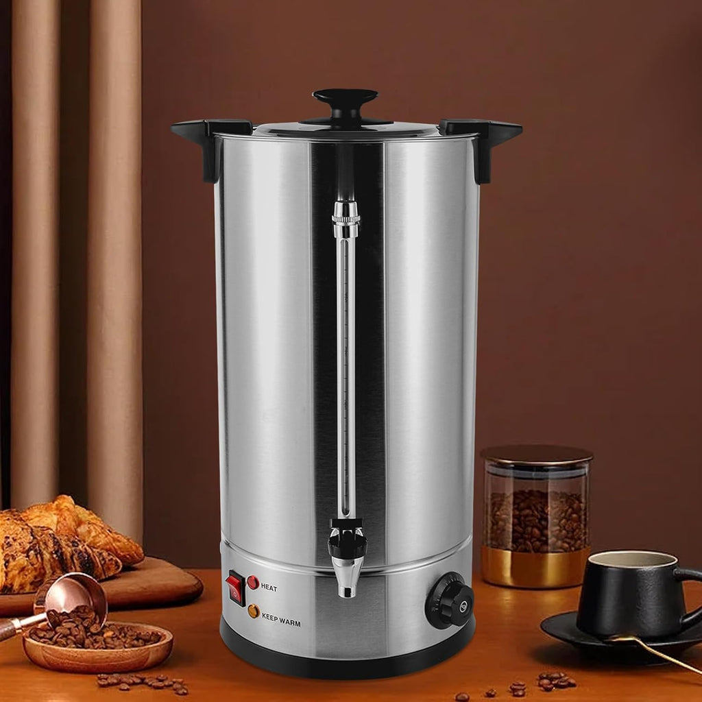 25L Commercial Coffee Maker Stainless Steel Large Coffee Urn with Percolator Electric Hot Water Dispenser for Party Office Wedding