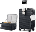 HanTrip Hard Shell Suitcases 24 Inch Check in Luggage with Spinner Wheels Cup Holder, Lightweight Top Opening Expandable Luggage Hard Case Rolling Medium Checked Suitcase with Lock, Black