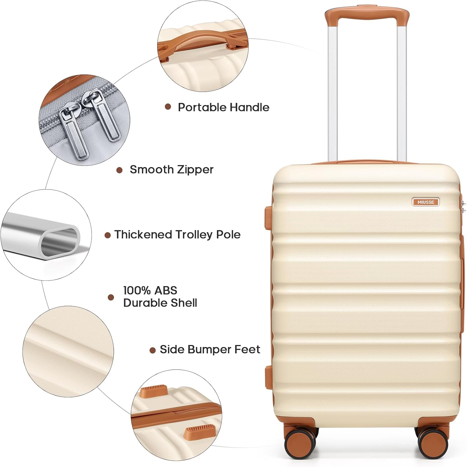 7 Piece Luggage Sets with Premium YKK Zipper, 20/24/28in PC Hardside Suitcase With Spinner Wheels, Luggage Airline Approved, Durable Suitcase Sets with TSA Locks for Travel