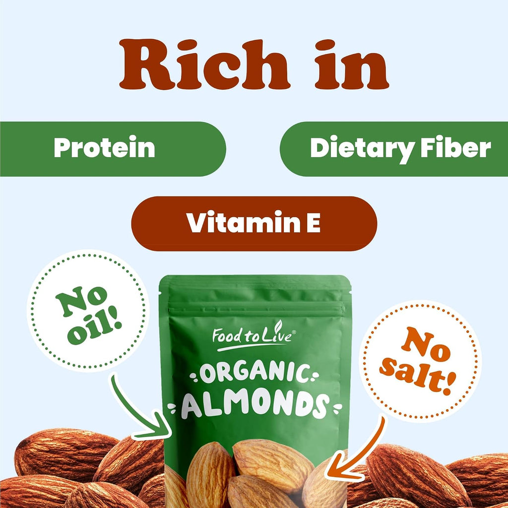Food to Live Organic Dry Roasted Almonds, 16 Pounds – Non-GMO, Unsalted, Vegan, Keto, Paleo, Kosher, Bulk, High in Protein, Dietary Fiber, Vitamin E, Copper, Manganese, Magnesium, and Riboflavin.