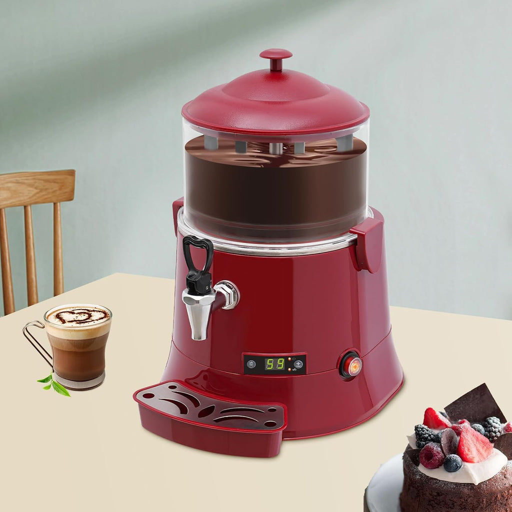 5L Commercial Hot Chocolate Maker Machine, 400W Chocolate Cocoa Beverage Maker Dispenser, 86-194℉ Intelligent Temperature Control, Electric Hot Beverage Dispensers for Cocoa, Milk, Coffee, Juice
