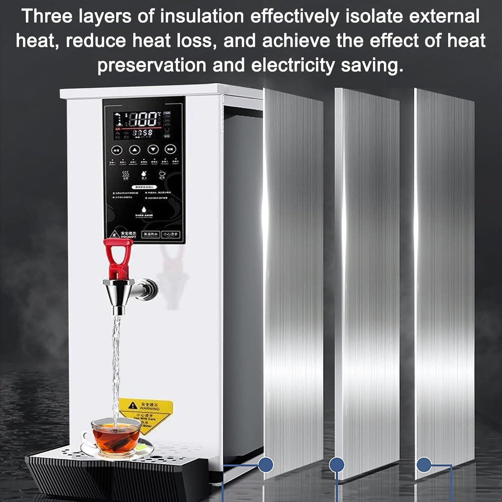 Hot Water Dispenser 25L, Commercial Water Boiler 3000W, Electric Water Boiler with LCD Touch Screen & Drip Tray, for Restaurant Office,Silver