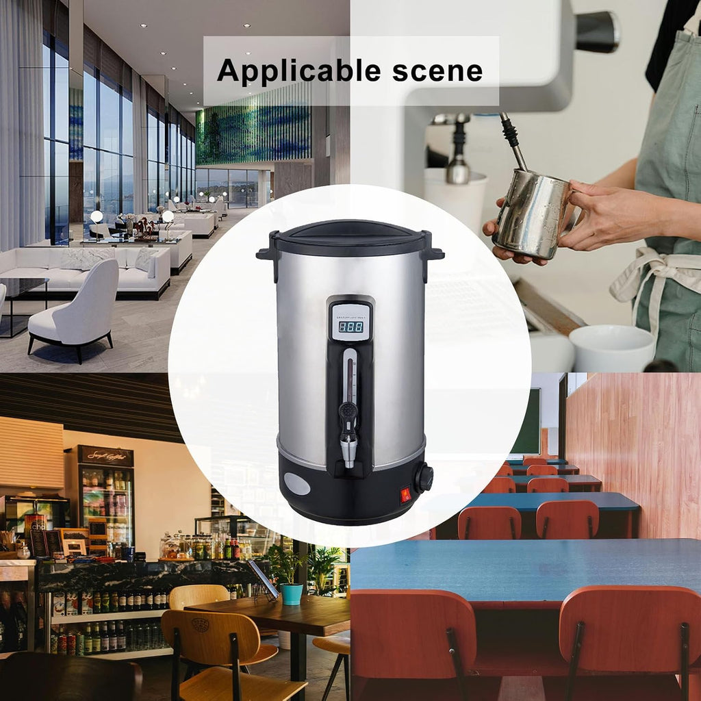 Electric Hot Water Dispenser, 12l Double Wall Insulation Water Maker, 30-110° Temperature Adjustable, Barrel Lid With Vent Hole, Drink Warmer For Catering, Office, Parties