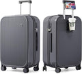 mixi Checked Luggage with Cup Phone Holder Hard Shell Rolling Travel Suitcase with Spinner Wheels,24 Inch Rock Grey