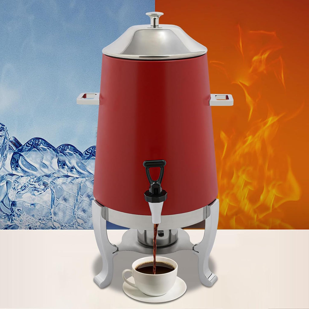 Beverage Dispenser for Coffee Tea Hot Water, Hot Drink Dispenser with Stand & Fuel Holder, 3.4Gal Stainless Steel Thermal Carafe, for Home Office Party Wedding Banquet