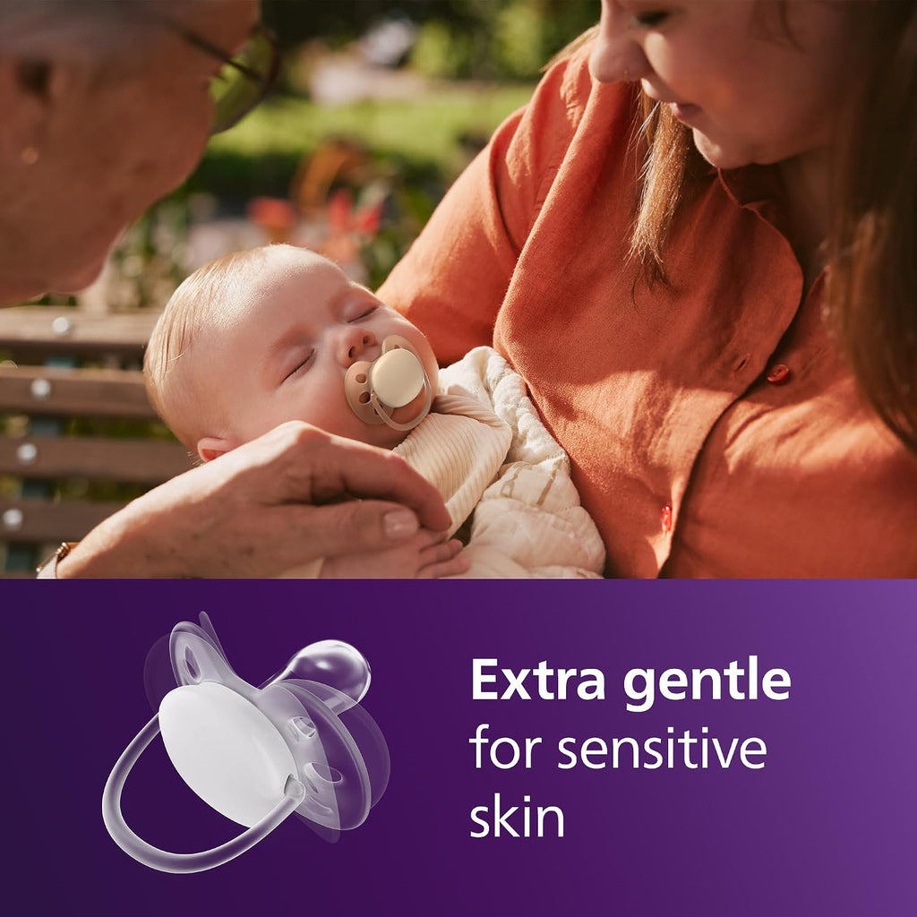 Philips Avent Ultra Soft Pacifiers - Orthodontic Design, for Babies 0-6 Months, Flexible Shield, Silicone Symmetrical Nipple, BPA-Free, 2 Sterilizing Cases, 48 Pack, SCF091/47