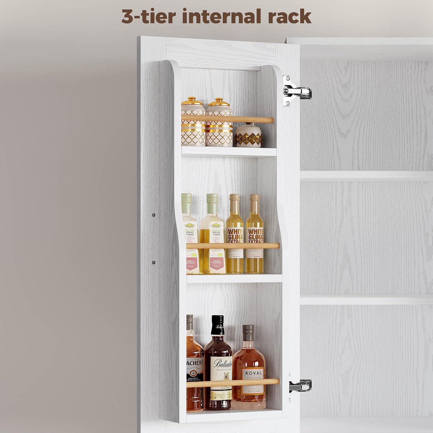 IRONCK 71' Kitchen Pantry Storage Cabinet with Storage Rack, Pegboard Doors, 4 Adjustable Shelves, Food Pantry Cabinet, Freestanding Tall Cupboard for Dining Room, Kitchen, White