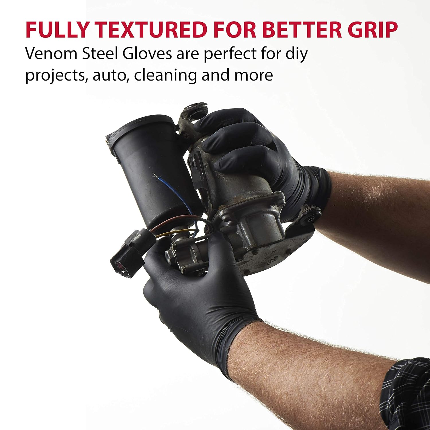 Venom Steel Nitrile Gloves, Rip Resistant Disposable Latex Free Black Gloves, 2 Layer Gloves, 6 mil Thick, X-Large (Pack of 500)