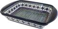 Blue Rose Polish Pottery - Green Mosaic Flower Large Rectangular Baker with Handles - 11.5' x 9.25' - Unique, Dishwasher Safe, & Durable Bakeware