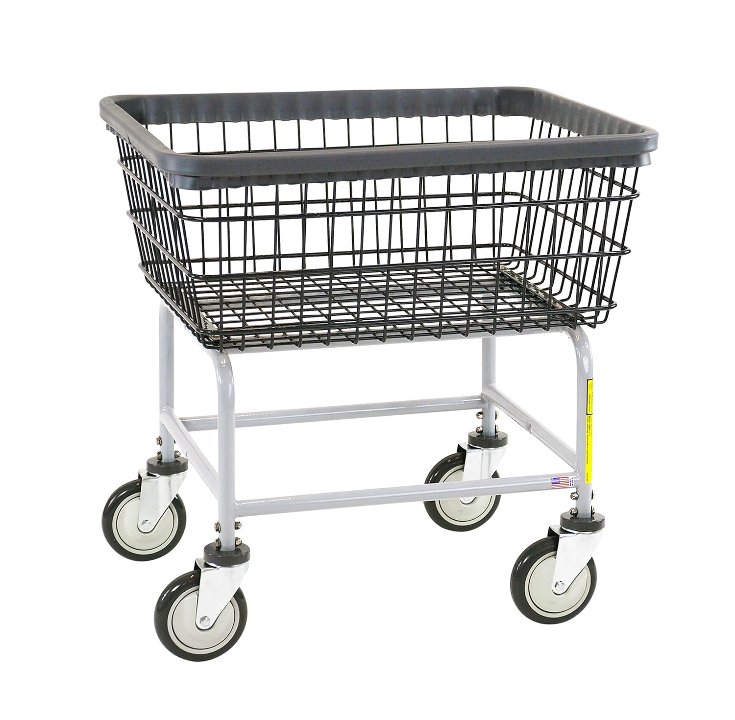R&B Wire® 100E/D7 Heavy Duty Wire Laundry Cart | 2.5 Bushel | Steel Frame with Dura-Seven™ Anti Rust Coating | Commercial Laundry Basket | Industrial Bumper | 5' Clean Wheel System™ Casters