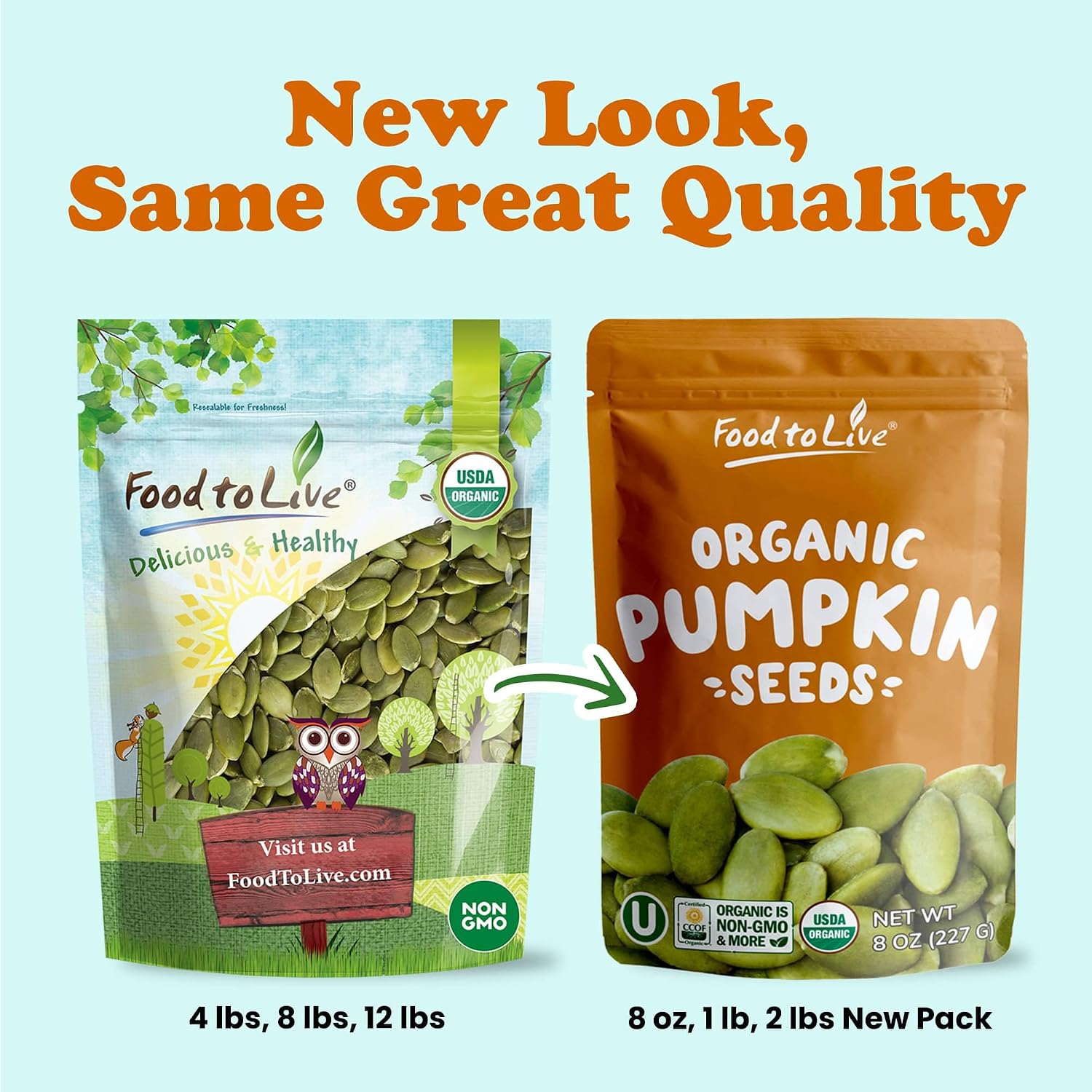 Food to Live Organic Raw Pepitas, 12 Pounds — Non-GMO, Pumpkin Seed Kernels, Unsalted, No Oil, No Shell, Vegan, Kosher, Bulk. Keto Snack.