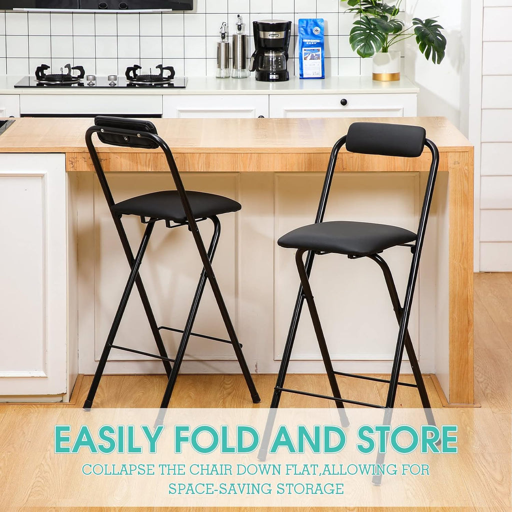 Geelin 4 Pcs 25.6 Inch Folding Chair Stool Chair Foldable Chair Portable Folding Chairs with Padded Seats Small Bar Office Guitar Desk Counter Fold up Sitting Stool Chair for Adults Kids