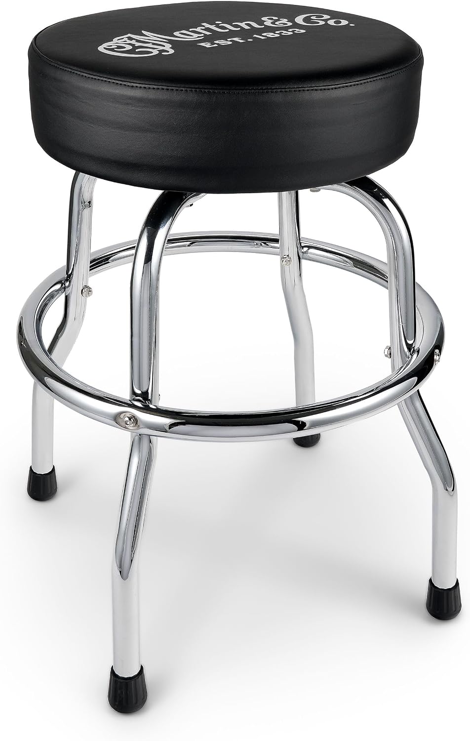 MARTIN Chrome Barstool – Swivel Guitar Stool with Black Seat and Chrome Base | 24.25'' Height | Music Room, Studio, or Home Bar Seating