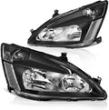 DWVO Headlight Assembly Compatible with 03 04 05 06 07 Accord OE Headlamp Replacement Black Housing Clear Reflector Clear Lens
