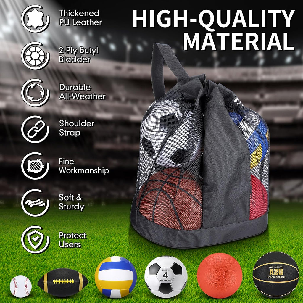 Leyndo 18 Pcs Sports Ball Set for Kids, Official Size Basketball Football Soccer Ball Playground Volleyball Baseball Outdoor Sport Equipment Bag and Pump Back to School Gift