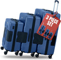 TACH Patented Connecting Hard Shell 3 Piece Luggage Set - 20, 24 & 28 inch Luggage | Carry-On, Medium & Large Rolling Suitcases - Midnight Blue