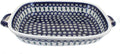 Blue Rose Polish Pottery - Blue Peacock Large Baker with Handles - 14.5' x 10.75' - Unique, Dishwasher Safe, & Durable Bakeware