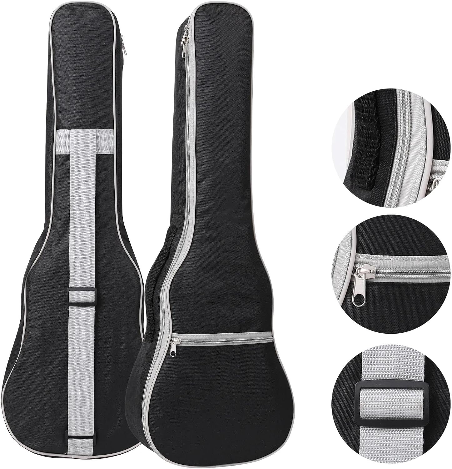 Adult Ukulele Left-Handed Ukulele 26-inch All Black Wood Acoustic Electric Guitar Ukulele Set With Truss Equalizer Gig Bag Strap(Left Hand)