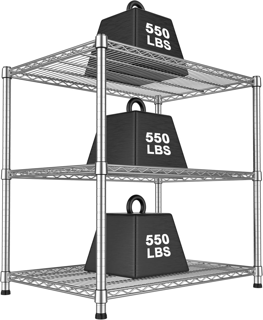 24'Depth Metal Wire Shelving Unit Metal Shelf Adjustable Storage Rack Kitchen Storage shelves 3 Tier Industrial Heavy Duty 1800LBS Sturdy Standing Steel Organizer for Home Garage Laundry 24Dx30'Wx29'H