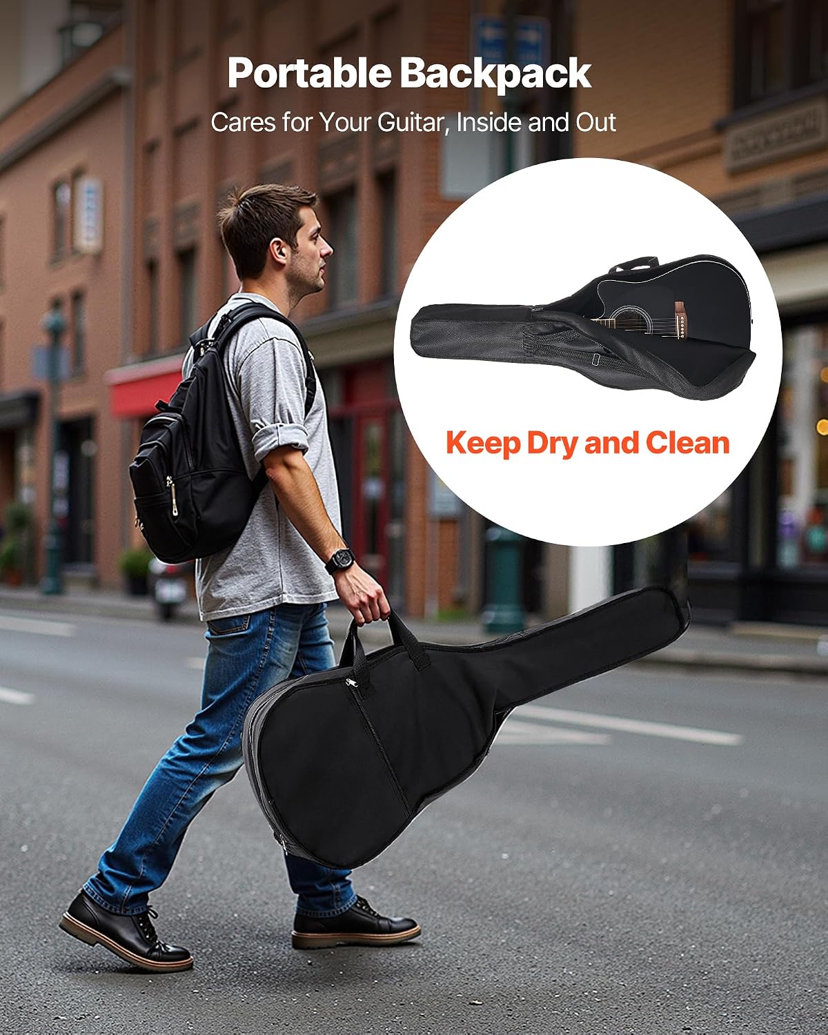 VEVOR Cutway Acoustic Guitar, 41 in, 6-String Black Solid Spruce Top Guitar, Beginner Bundle with Gig Bag, Tuner, Strap, Strings, Picks, Capo, Rosewood Fingerboard, for Adult Fingerstyle Solo Jazz