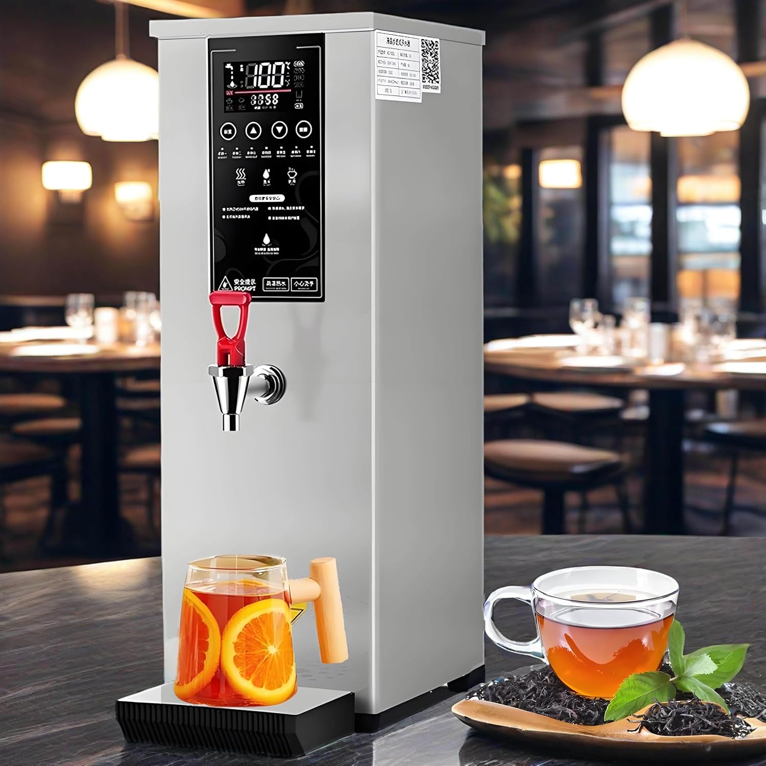 60 L/H Automatic Boiling Water Machine,LCD Touch Control,Commercial Hot Water Dispenser Boiler,60°C to 100°C Adjusted,Silver