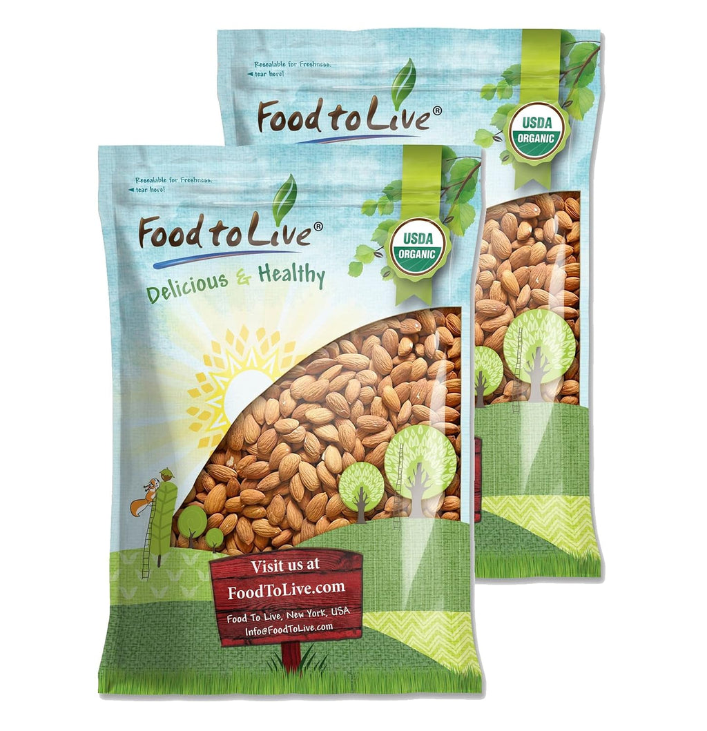 Food to Live - Organic Imported Raw Almonds, 25 Pounds Non-GMO, Whole, No Shell, Unpasteurized, Unsalted, Vegan, Kosher, Keto-Friendly.