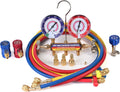 Upgrade 42036 Test & Charging Manifold with 3-1/8'(80 mm) Gauges, A2L Compatible, 2-Valve, 60' Refrigerant Hose, Color-Coded Scales, HVAC Manifold for R32/454B/410A/1234yf,Y/R/B Hoses