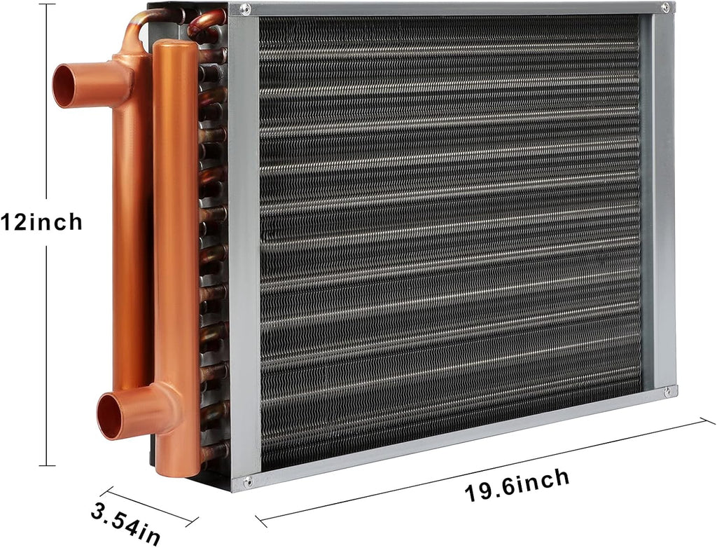 12x15 Heat Exchanger Water To Air , Forced Air Heating with 1' Copper Ports Hot Water Coil for Outdoor Wood Furnaces, Residential Heating