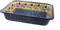 Blue Rose Polish Pottery - Yellow Blue Butterfly Large Rectangular Baker - 14' x 11.25' - Unique, Dishwasher Safe, & Durable Bakeware