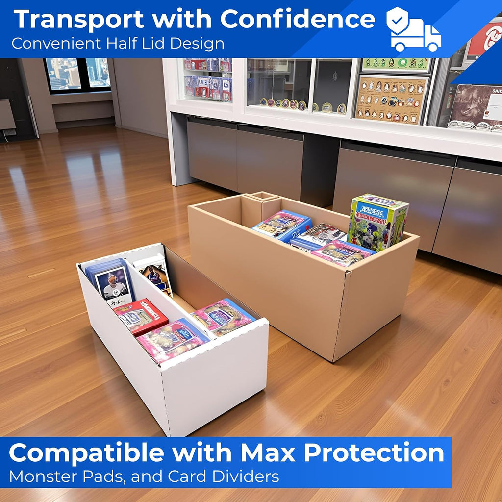 Max Protection 25-Pack 2 Row Shoe Card Storage Box - Cardboard Sports Baseball Trading Toploader Boxes - Made in USA