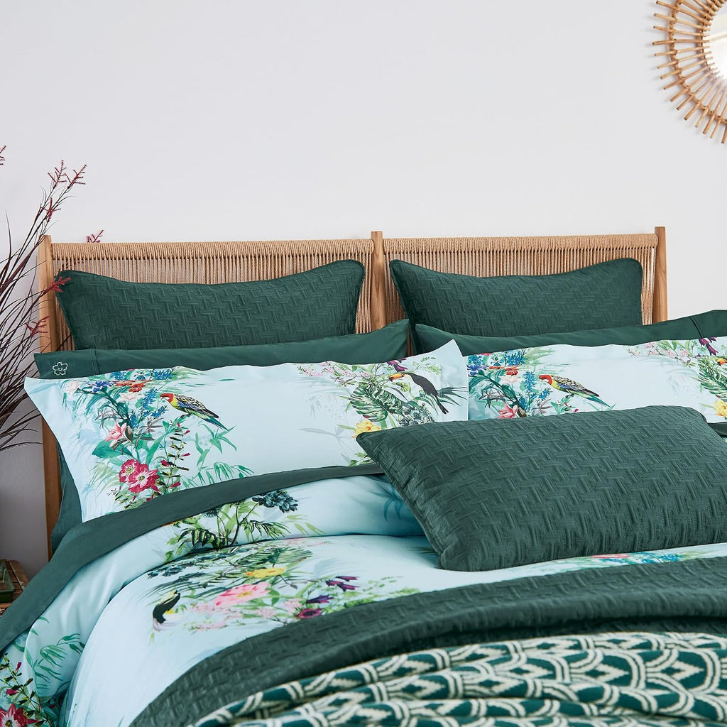 Ted Baker Tropical Elevations 100% Cotton Sateen, 3 Piece Duvet Cover Set, Full/Queen, Multi