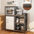 METYERRY 3-Piece Set Mini Fridge Stand with Power Outlet,Kitchen Bakers Rack with Storage,Mini Fridge and Microwave Stand,Coffee Bar, Free Standing Shelf for Kitchen, Home Office,Rustic Brown