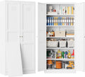 SISESOL 71' Tall Pantry Cabinet with 2 Doors and 5 Shelves,Kitchen Pantry Storage Cabinets,White Metal Storage Cabinet,Wide Deep Food Cupboard for Home,Kitchen,Dining/Living Room