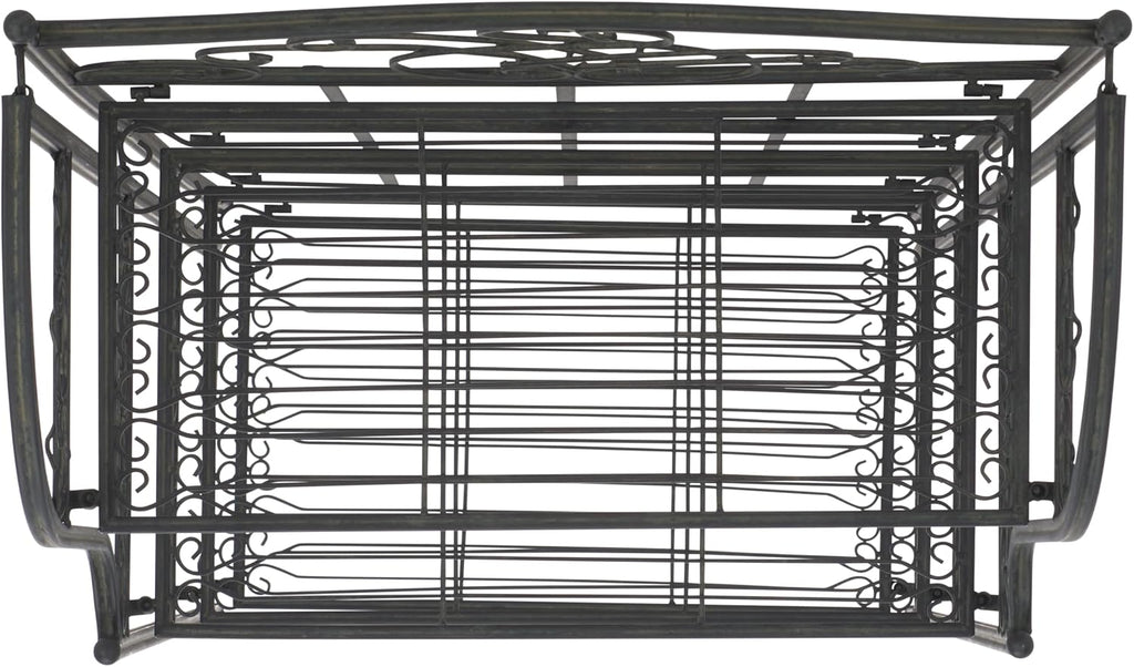 SAFAVIEH Outdoor - Amaris 4-Tier Bakers Rack - Black Iron Metal - Vintage Victorian Scrollwork - Ideal for Patio, Deck, Porch, Sunroom, 14.5' W x 25' D x 63' H (PAT5014E)