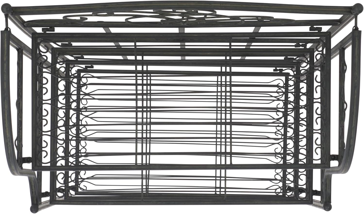 SAFAVIEH Outdoor - Amaris 4-Tier Bakers Rack - Black Iron Metal - Vintage Victorian Scrollwork - Ideal for Patio, Deck, Porch, Sunroom, 14.5' W x 25' D x 63' H (PAT5014E)