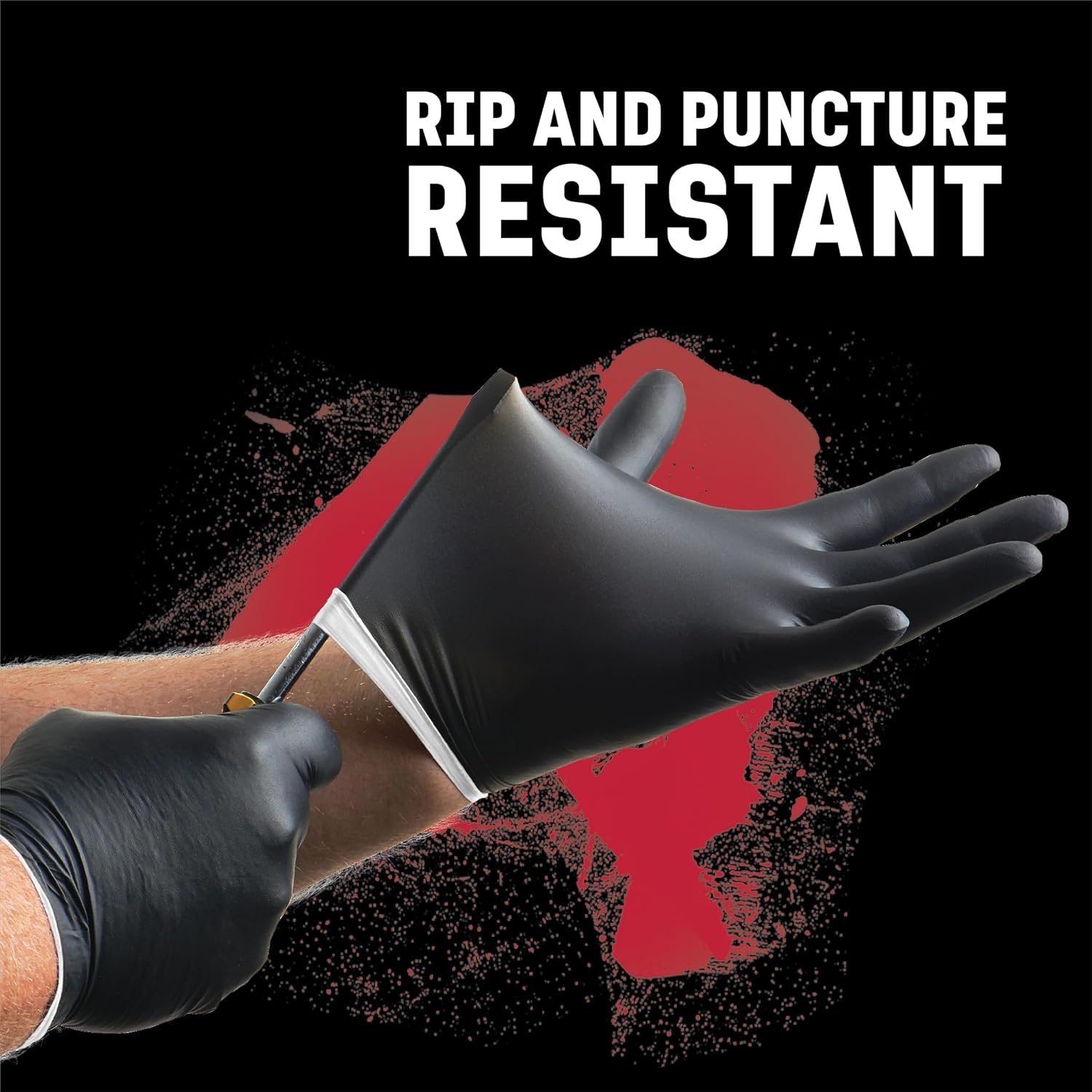 Venom Steel Industrial Nitrile Gloves, Chemical Resistant Disposable Black Gloves, Latex-Free, Powder-Free, Textured Grip, Heavy Duty Two-Layer Protection, 6 mil, Large (Pack of 500)