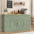 Vongrasig Buffet Cabinet with Storage, Farmhouse Coffee Bar Table with Drawers, 53' Large Modern Sideboard Buffet with Adjustable Shelves, Wood Buffet Table for Kitchen, Dining Room, Green