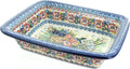 Blue Rose Polish Pottery - Red Hummingbird Small Rectangular Baker - 11.25' x 9.25' - Unique, Dishwasher Safe, & Durable Bakeware