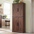 ACCOHOHO 72' Tall Kitchen Pantry, Farmhouse Storage Cabinet with Barn Doors, Organizer, Drawer and Adjustable Shelves, Rustic Wood Cupboard for Kitchen, Dining Room, Bathroom, Brown