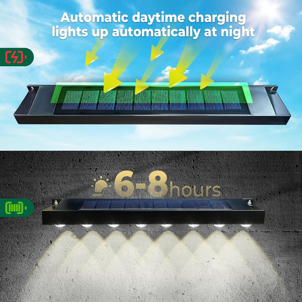 8 Pack Solar Sign Lights Outdoor, Waterproof 4000K Warm White Solar Lights with Dusk to Dawn Sensor, for Real Estate Signs, House Numbers, Address Plaques, Yard, Patio, Porch & Commercial Signs