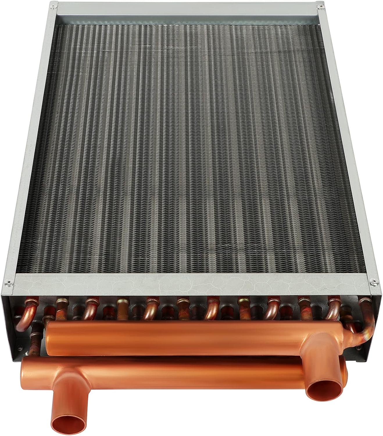 12x15 Heat Exchanger Water To Air , Forced Air Heating with 1' Copper Ports Hot Water Coil for Outdoor Wood Furnaces, Residential Heating