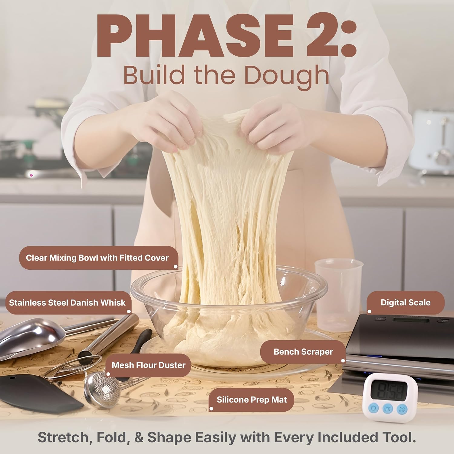 CraftZee Super All-Inclusive 𝗣𝗥𝗘𝗠𝗜𝗨𝗠 Sourdough Starter Kit with Pot - Sourdough Bread Baking Supplies, Scale, Oval & Round Baking Slings, 4 proofing Baskets, Bowl, Timer, Beginner Guide Recipes