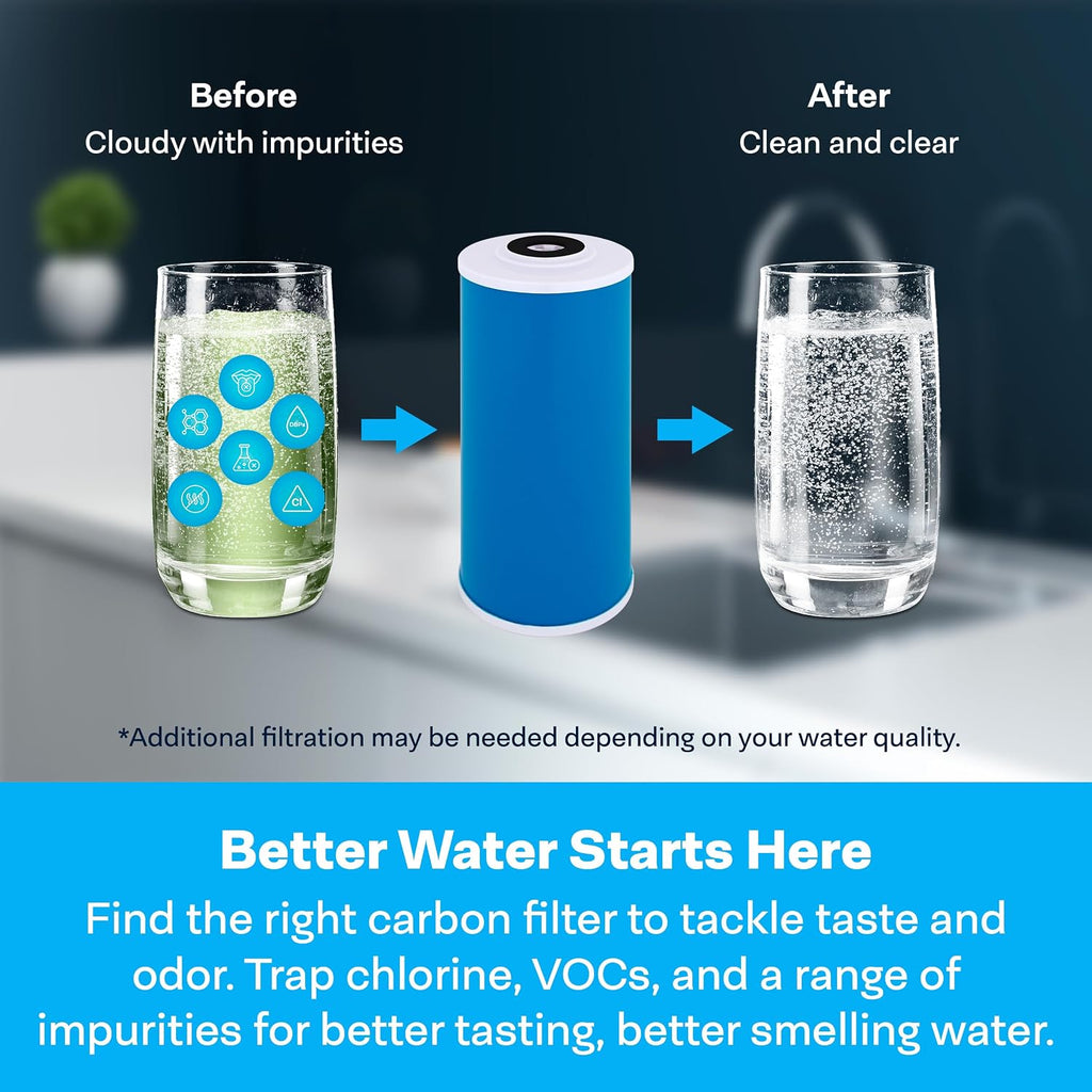 SpiroPure SP-GAC-BB 10x4.5 20 Micron Coconut Shell Granular Activated Carbon (GAC) Water Filter Cartridge GAC-BB 155153-43 (Case of 6)