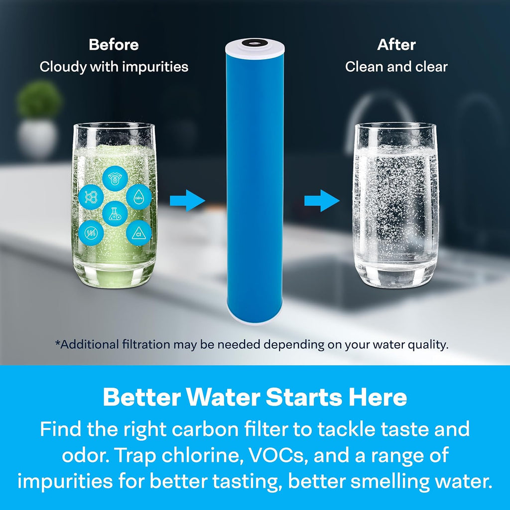 SpiroPure SP-GAC-20BB 20x4.5 20 Micron Coconut Shell Granular Activated Carbon (GAC) Water Filter Cartridge GAC-20BB 155249-43 (Case of 4)