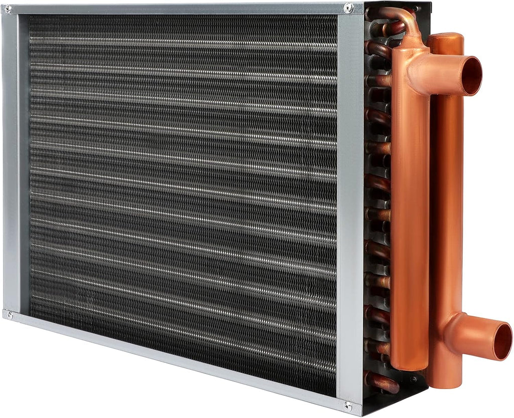12x15 Heat Exchanger Water To Air , Forced Air Heating with 1' Copper Ports Hot Water Coil for Outdoor Wood Furnaces, Residential Heating