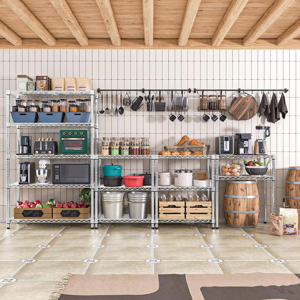 M MZG 1750 LBS Storage Shelves 5-Tier Utility Shelving Unit Steel Organizer Wire Rack for Home,Kitchen,Office,Garage, Capacity 17.7' D x 47.2' W x 72.3' H