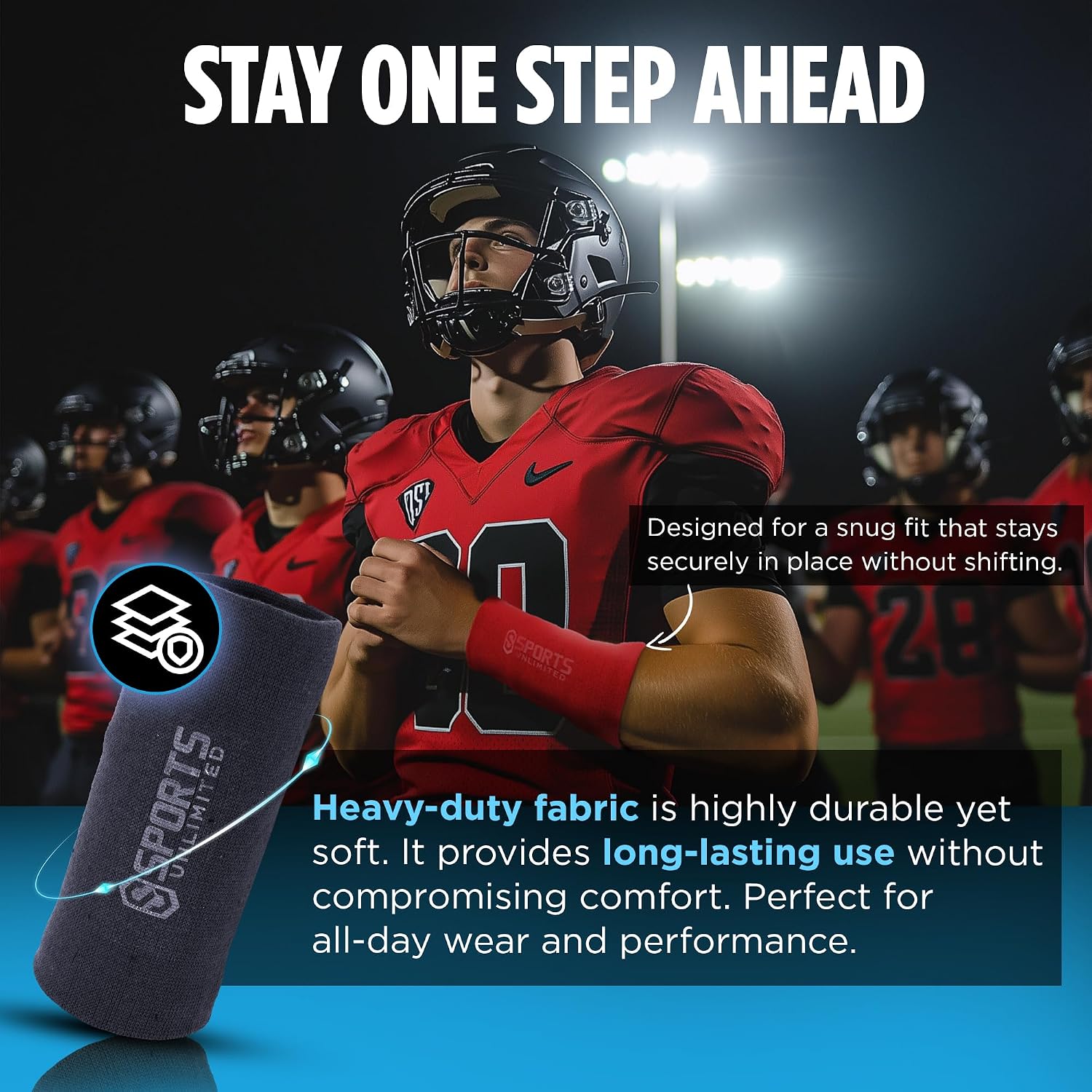 Sports Unlimited Youth Triple Wrist Coach, Football Wristbands for Plays, Baseball Wristbands, QB Arm Bands