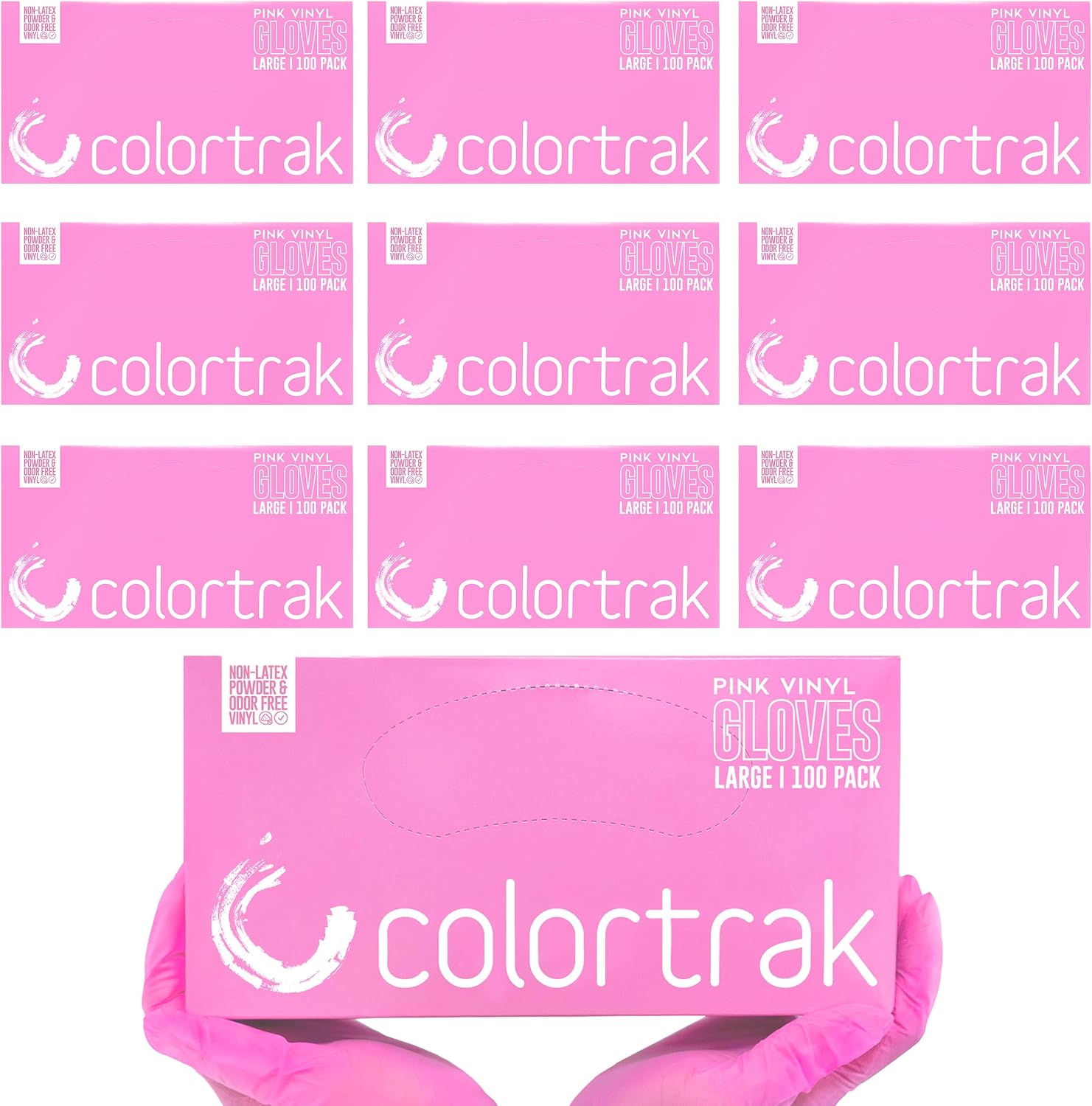 Colortrak Disposable Powder Free Vinyl Gloves, Single-Use, Latex-Free, Powder Free, Ambidextrous