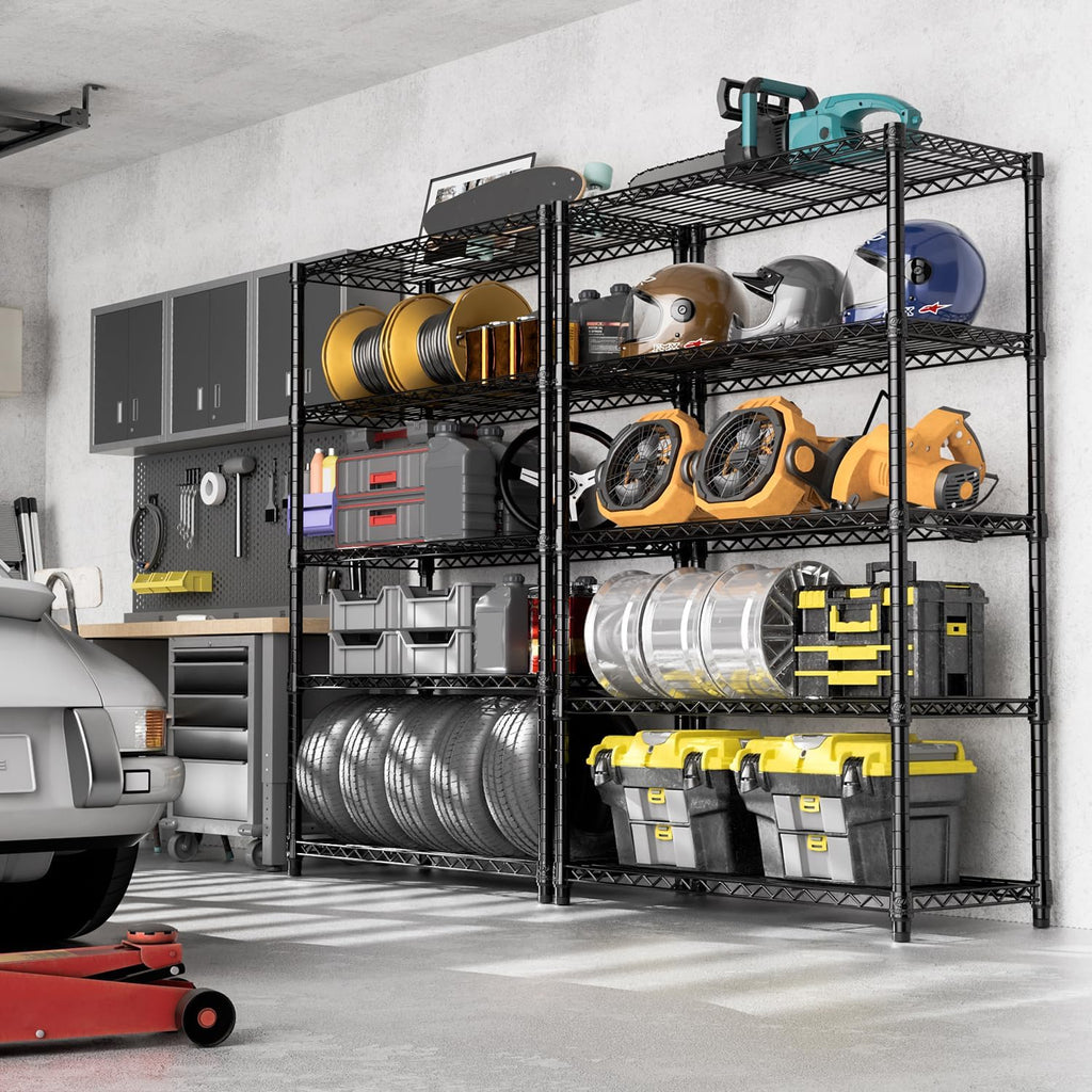 M MZG 1750 lbs Steel Storage Shelving 5-Tier Utility Shelving Unit Steel Organizer Wire Rack for Home,Kitchen,Office,Garage, 1750 LBS Capacity 17.7' D x 47.2' W x 72.3' H