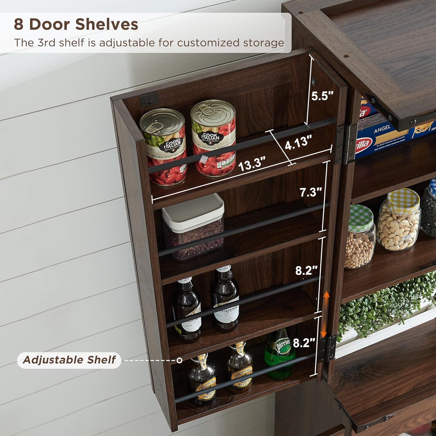 ACCOHOHO 72' Tall Kitchen Pantry, Farmhouse Storage Cabinet with Barn Doors, Organizer, Drawer and Adjustable Shelves, Rustic Wood Cupboard for Kitchen, Dining Room, Bathroom, Brown